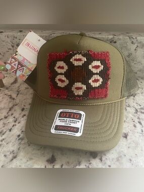Orijinal Design Olive Green Kilim Patch Trucker Hat NEW WITH TAGS